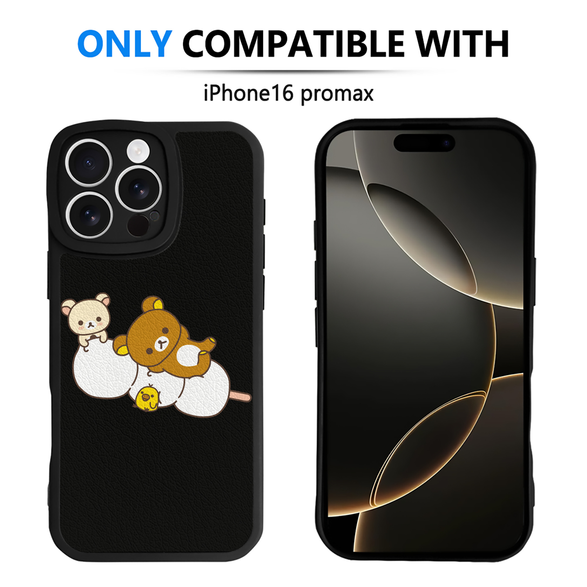 （画像用） リラックマ リラックマ キイロイトリ Rilakkuma Korilakkuma Kiiroitori 【iPhone 16シリーズ対応】シリコンスマホケース（レザー調） 材質：シリコン